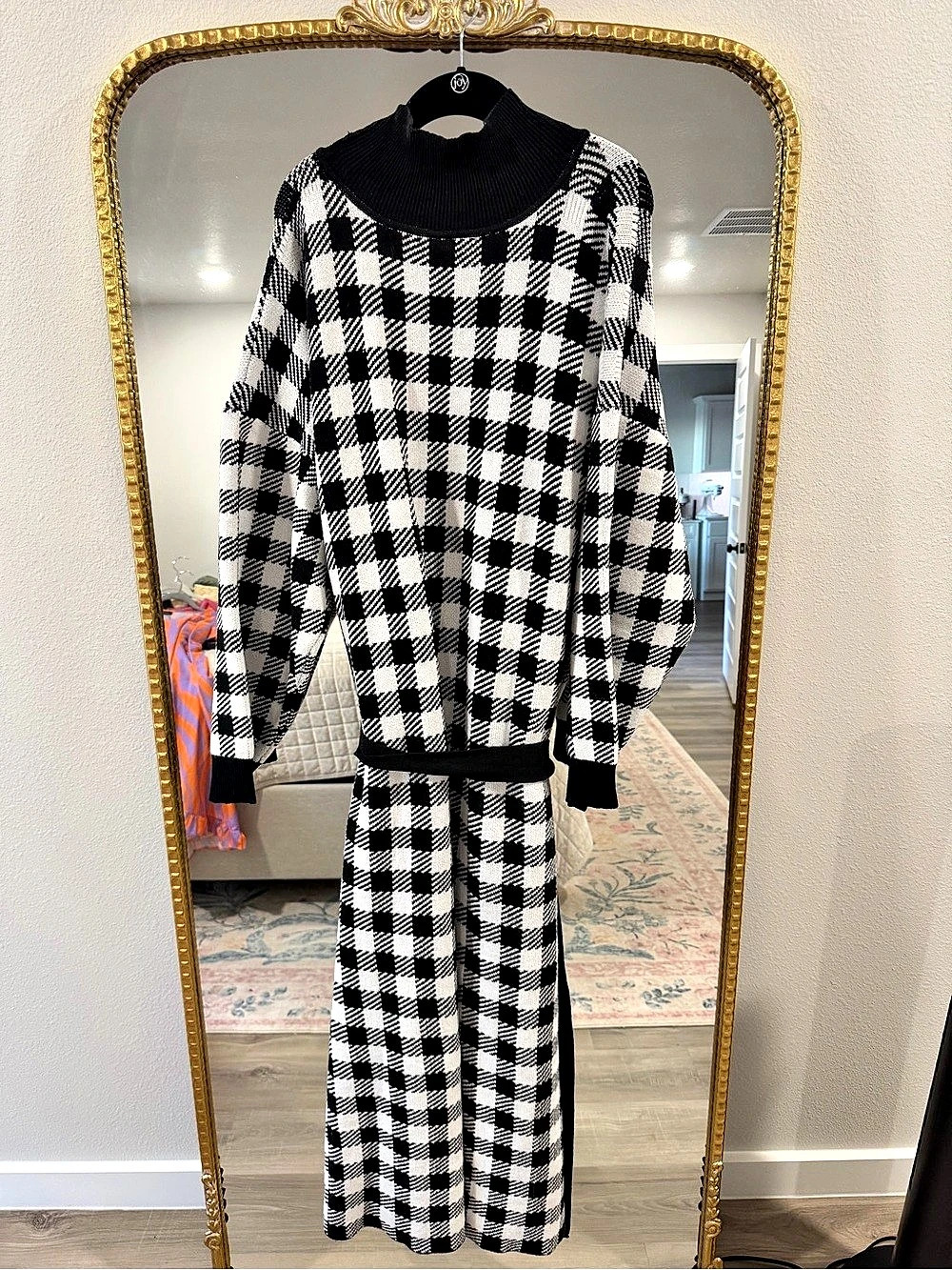 Eloquii Checkered Sweater Maxi Dress Black & White Size 26/28